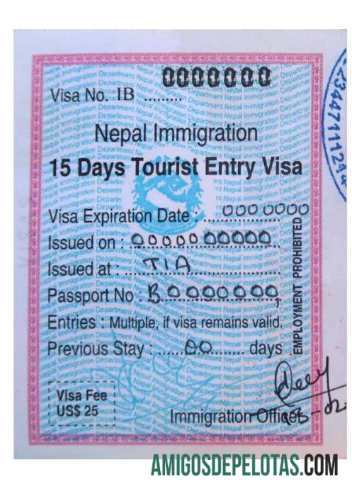 Visto de entrada no NEPAL amostra